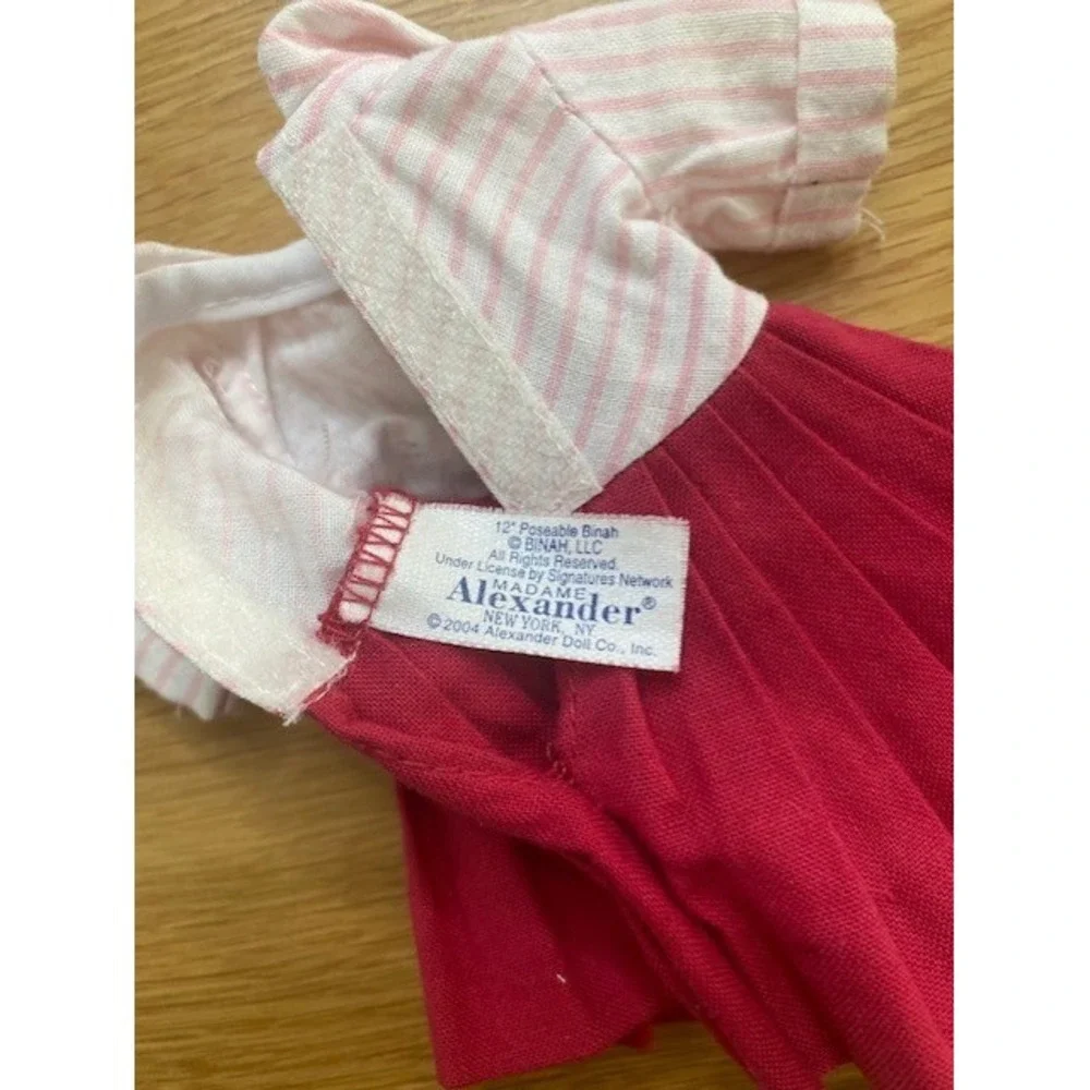 Madame Alexander Binah Doll Dress 12in Pink Red Good Striped Pleated 2004 Outfit